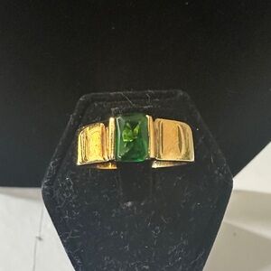 Elegant Gold and Green gender neutral ring Gold plated